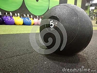 Medicine ball in the gym Stock Photo