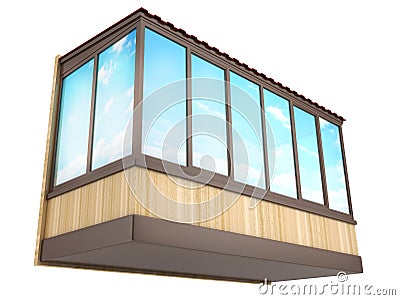 Balconies and blue glass Cartoon Illustration