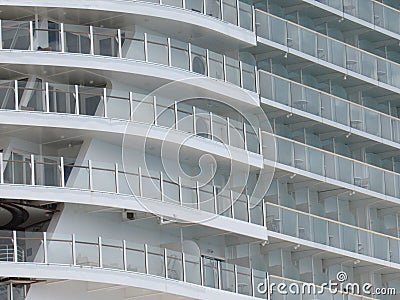Balconies on a Cruise Ship Stock Photo