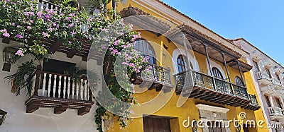 balcony classical historic old flowers travel Stock Photo