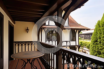 balcony detail in a tudor design Stock Photo
