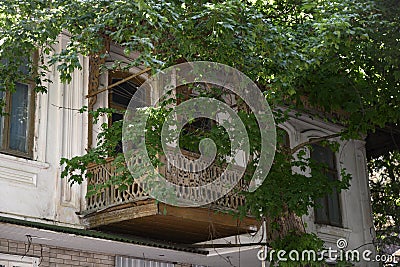 The balcony of an old building in Essentuki, Russia Stock Photo
