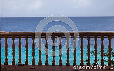 Balcony - Sunset Waters planst and ruins Stock Photo