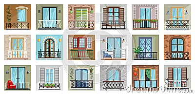 Balcony vector cartoon set icon. Vector illustration terrace on white background. Isolated cartoon set icon balcony. Vector Illustration