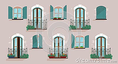 Balcony Windows House Vector Illustration