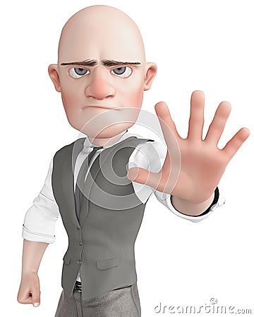 Bald businessman cartoon is angry and also saying hey stop there Cartoon Illustration