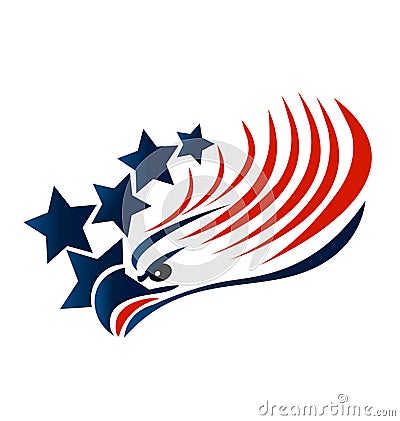Bald Eagle American Flag logo Vector Illustration