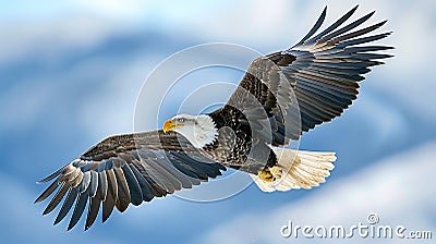 Bald eagle bird in flight Stock Photo