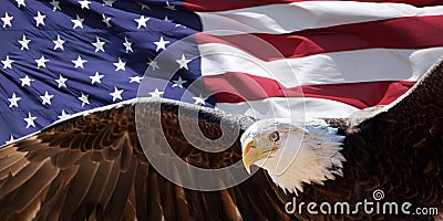 Bald eagle and flag Stock Photo