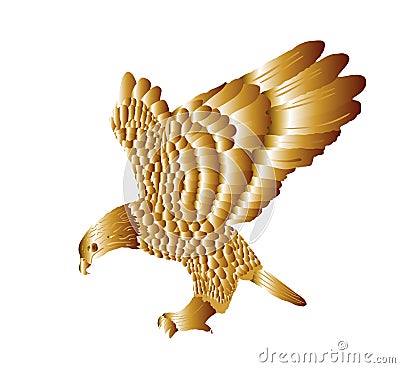 Bald eagle flying vector silhouette illustration isolated on white background. Eagle soaring with spread wings. Vector Illustration