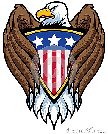 Bald Eagle Holding Shield Vector Illustration
