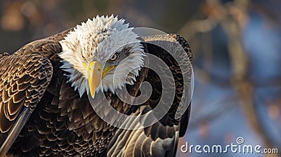 Bald Eagle Stare down. Beautiful eagle view Bald Eagle stare down. AI Generative Stock Photo