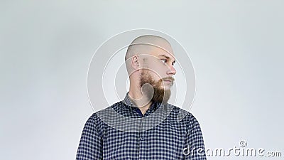 The Bald Guy with the Bushy Beard Turns His Head Showing His Hair Style  Stock Video - Video of bearded, mirror: 170848493