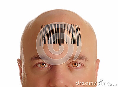 Bald head with barcode Stock Photo