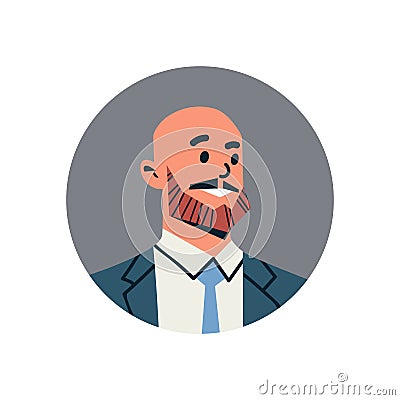 Bald head businessman avatar man face profile icon concept online support service male cartoon character portrait Vector Illustration