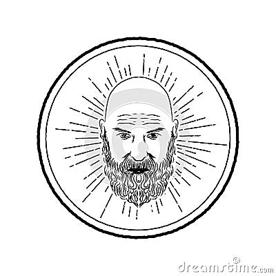 bald man with beard Vector Illustration