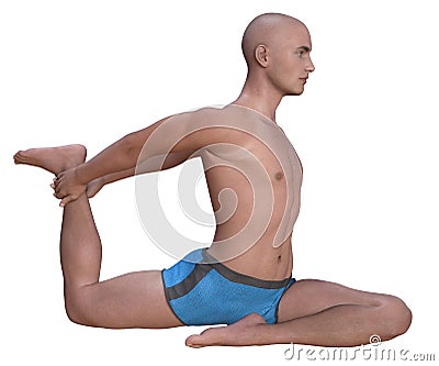 Eka hasta pada kapotasana left isolated Stock Photo