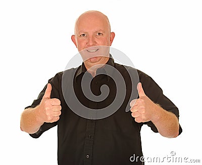 Bald man with thumbs up Stock Photo