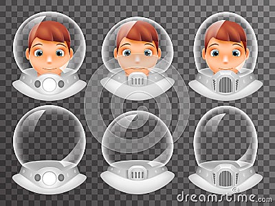 Bald Scientist Avatar Retro Realistic Helmet 3d Cosmonaut Astronaut Spaceman Tantamareska Poster Transperent Glass Vector Illustration