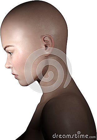 Bald Woman Portrait, Skinhead, Isolated Stock Photo