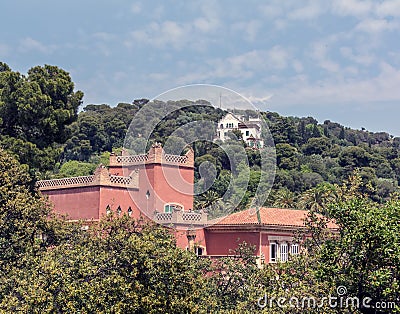 Baldiri Reixac school Casa Larrard and Casa Trias in Park Guell Stock Photo