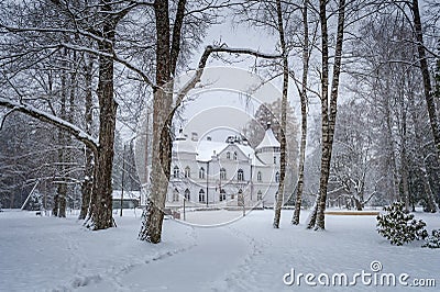 Baldone Manor, also called Baldone White Palace is one of most beautiful buildings Stock Photo