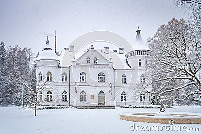 Baldone White Palace is one of most beautiful buildings in Baldone. Editorial Stock Photo