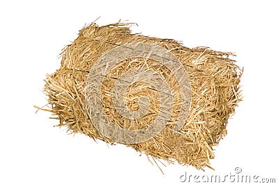 Bale of hay isolated on white Stock Photo