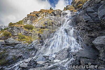 Balea Cascada waterfall in Fagaras mountains, Romania Stock Photo
