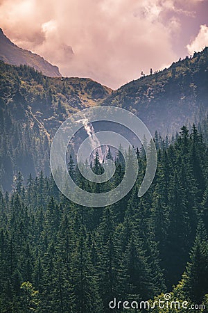 Balea waterfall in Fagaras mountains, Sibiu,Transylvania, Romania Stock Photo