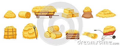 Bales of hay set Vector Illustration