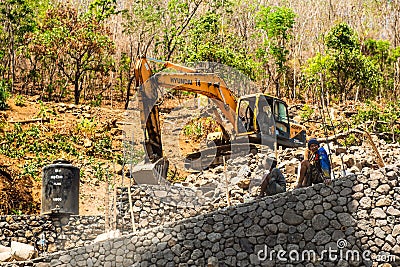 Balinese construction workers preparation for building work Editorial Stock Photo