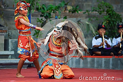 Dancer in traditional Balinese mask of demon Rangda Editorial Stock Photo