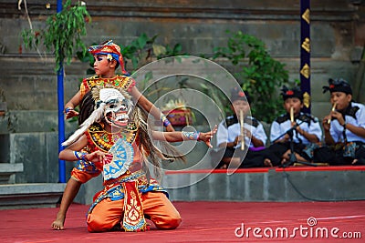 Dancer in traditional Balinese mask of demon Rangda Editorial Stock Photo