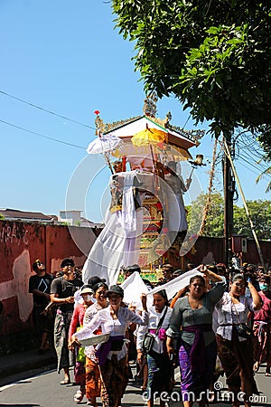 Traditional funeral ceremony in Bali Editorial Stock Photo