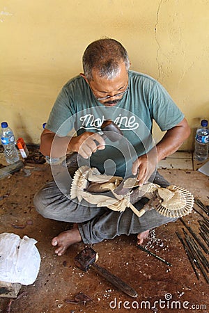 Balinese wood carver Editorial Stock Photo