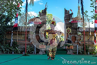 BALI, INDONESIA - MAY 5, 2017: Barong dance on Bali, Indonesia. Barong is a religious dance in Bali based on the great Editorial Stock Photo