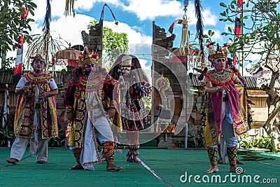 BALI, INDONESIA - MAY 5, 2017: Barong dance on Bali, Indonesia. Barong is a religious dance in Bali based on the great Editorial Stock Photo