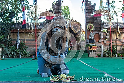 BALI, INDONESIA - MAY 5, 2017: Barong dance on Bali, Indonesia. Barong is a religious dance in Bali based on the great Editorial Stock Photo