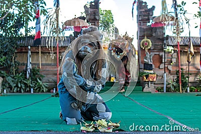 BALI, INDONESIA - MAY 5, 2017: Barong dance on Bali, Indonesia. Barong is a religious dance in Bali based on the great Editorial Stock Photo