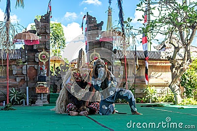 BALI, INDONESIA - MAY 5, 2017: Barong dance on Bali, Indonesia. Barong is a religious dance in Bali based on the great Editorial Stock Photo