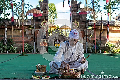 BALI, INDONESIA - MAY 5, 2017: Barong dance on Bali, Indonesia. Barong is a religious dance in Bali based on the great Editorial Stock Photo