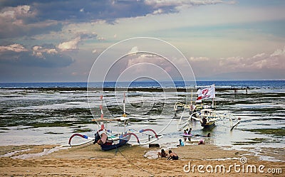 Bali Indonesia sunset on the beach Editorial Stock Photo