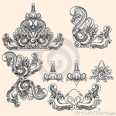 Bali line art ornament vector design with classic taste Stock Photo