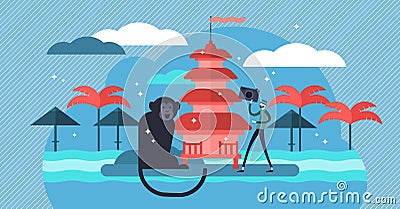 Bali vector illustration. Flat mini tourist person concept in exotic travel Vector Illustration