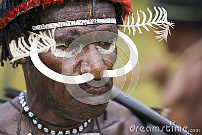 Dani tribesmen at the annual Baliem Valley Festival. Editorial Stock Photo