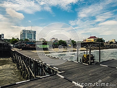 Balikpapan street photography. City from the fisherman pier Editorial Stock Photo