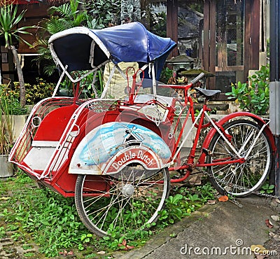 Balinese Bicycle Tuk Tuk or Cyclo Stock Photo