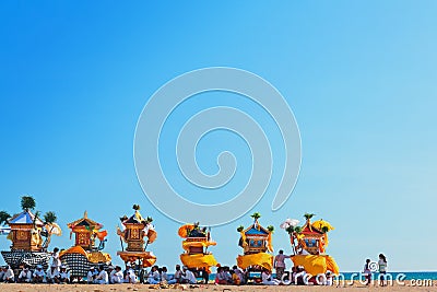 Balinese ceremony Melasti before Nyepi day Editorial Stock Photo