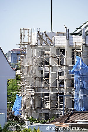 Balinese construction site , work site , ready for work safe Stock Photo